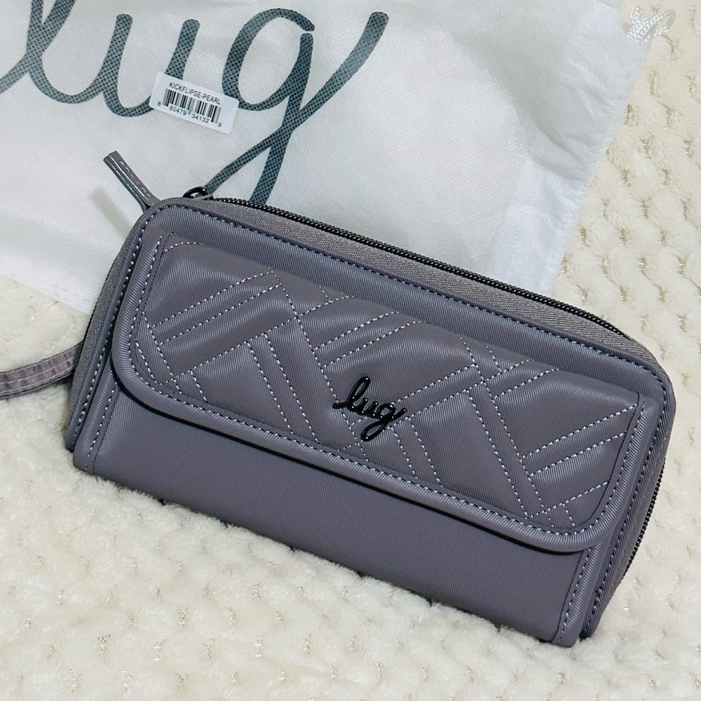 New! Lug Pearl satin luxe kickflip wallet / Quilted Crossbody Bag